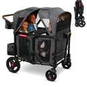 Radio Flyer Voya XT Quad Stroller Wagon, for Ages 6+ Months, Push or PullExtra Tall Sides, 4 Seats, Dual Sun Canopies, Compact Fold, 5-Point Harnesses, Storage Space