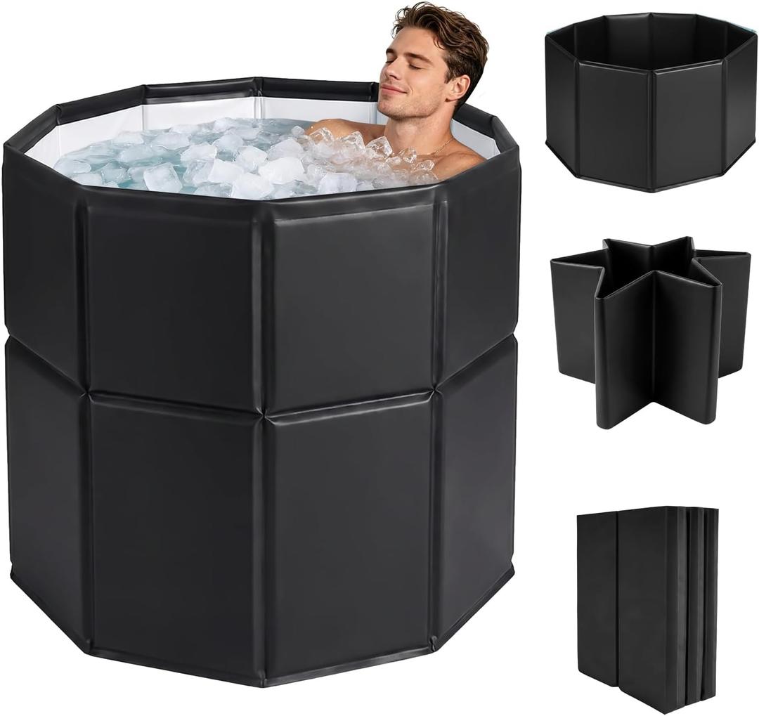 Portable Bathtub for Adults, 31.5"x26" Collapsible Ice Bath Tub for Ice Bath&Hot SPA, Cold Plunge Tub for Indoor & Outdoor Use, Black