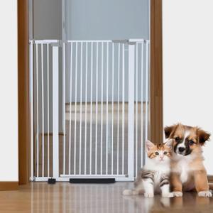 Houseables Cat Gate for Doorway, Tall Cat Gate, Kitty Fence, Barrier, Extra Tall, Pets, Hallway, Door, Climb Proof, Safety, Indoor, Dog, White, 51 High, 30 - 41 Inches Wide, No Drilling