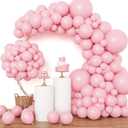 RUBFAC Pink Balloons 129pcs Light Pastel Pink Balloon Different Sizes 18 12 10 5 Inch for Garland Arch Birthday Party Baby Shower Gender Reveal Wedding Anniversary Easter Decoration