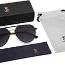 SOJOS Trendy Aviator Polarized Sunglasses for Women Men Retro Shades Classic Metal Sun Glasses SJ1204A (Black&gold/Grey Lens)