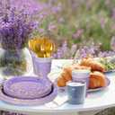 Whaline 175Pcs Lavender Party Supplies Foil Gold Dots Paper Tableware Plate Napkin Cup Purple Disposable Dinnerware Set for Graduation Congrats Grad Wedding Birthday Party Table Decor, Serve 25 Guests