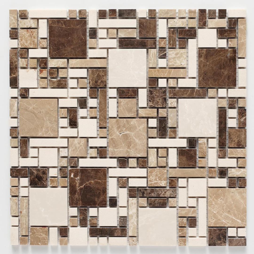 Natural Stone Mosaic Marble Tiles  Luxury Bathroom & Kitchen Backsplash, Anti-Slip Floor/Wall Tiles for Indoor Spaces (Living Room, Bedroom, Sunroom) R8 Safety Certified (MB095B-P)