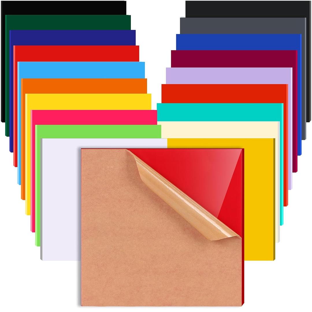 Adrattnay Acrylic Sheets 1/8" Thick, 20Pcs 8 x 8 in Cast Acrylic Sheets 3 mm for Laser Cutting, Opaque Colored Acrylic Panels for Signs, Pet Tags, DIY Crafts Decoration Laser Engraving Material