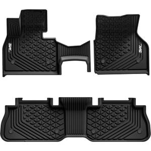 3W Floor Mats for 2022–2025 BMW iX, Custom Fit BMW IX All-Weather TPE Floor Liners, 1st and 2nd Row Full Set, Black