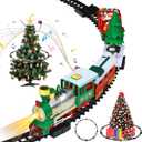 Sratte Christmas Electric Train Set Around The Christmas Tree, Train Toy Set with Track Locomotive Santa Claus Snowman Xmas Tree Music and Lights Christmas New Year Gifts for Boys Girls