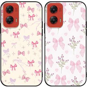 2 Pack Pink Bow Phone Case for Motorola Moto G Stylus Only for 5G 2024 6.7",Cute Kawaii Ribbon Bowknot Floral Flower Pattern Cases Aesthetic Design,TPU Bumper Protective Cover for Girls Women