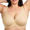 HSIA Bras for Women Minimizer Full Coverage, Plus Size T Shirt Unlined Underwire Smooth Bra, Seamless Cups Joan Ultimate Soft, Beige, 40C