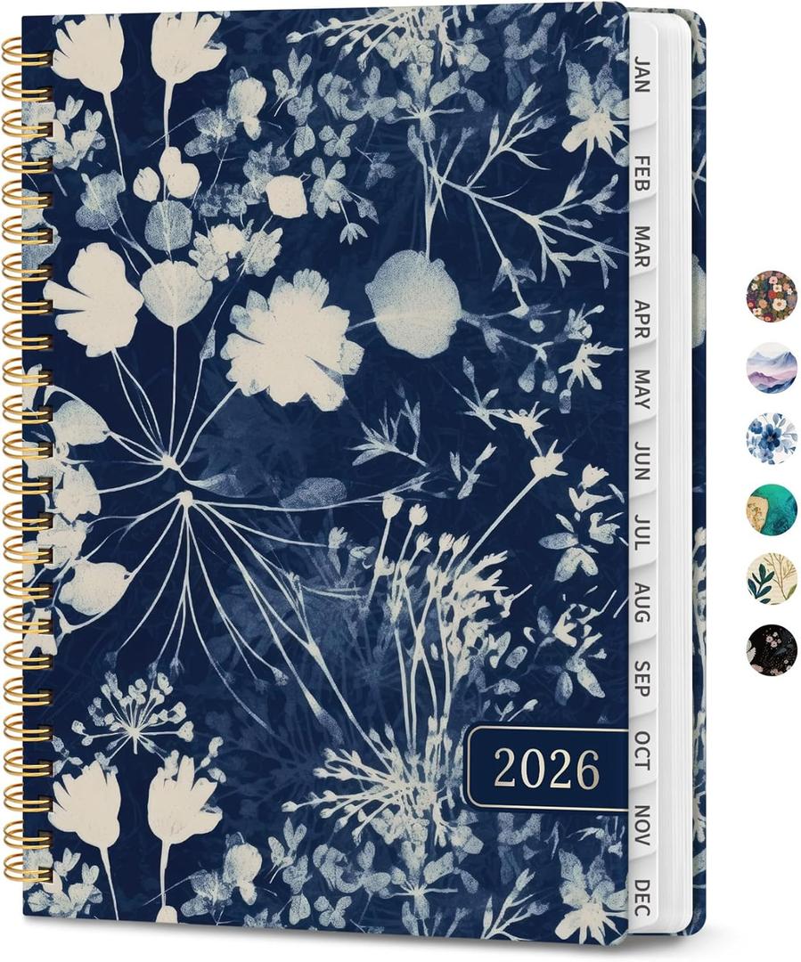 2 x 2026 Planner, Weekly and Monthly Planner for Women, January 2026 - December 2026, Hardcover 2026 Calendar Planner Book with Tabs, Inner Pocket, Spiral Bound, Perfect for Office Home School Supplies - A5 (6.3" x 8.5"), Rustic Bloom