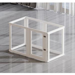 CICIPIPI Clear Acrylic Dog Playpen - Pet Exercise Pen for Small & Medium Dogs, Easy to Assemble with Clear View, with Door, Ideal for Indoor Home, Balcony & Living Room Use (White,6 Panels)