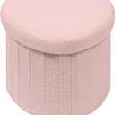 B FSOBEIIALEO Storage Ottoman Cube, Heart Shaped Ottomans with Storage Foot Stool Footrest for Lving Room, Boucle Ottoman Seat for Dorm Room,Faux Teddy Fur, Pink 15"x15"x15"