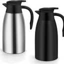 70oz Thermal Coffee Carafe Insulated Coffee Thermo,2 Pack Stainless Steel Thermo Pitcher,Double Walled Vacuum Insulation Coffee Carafes For Keeping Hot,Tea Water Hot Beverage Dispenser (Silver&Black)