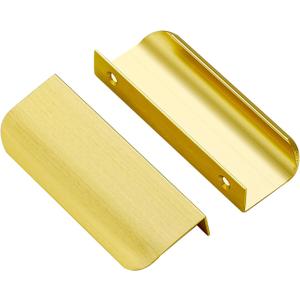 Ravinte 15 Pack Finger Pulls for Cabinets 76mm/3in Hole Center Tab Cabinet Handle Gold Finger Edge Pulls Concealed Handles for Kitchen Drawer Finger Cabinet Pulls 102mm/4.02in Length