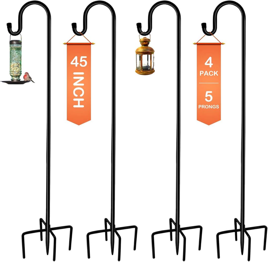 Ottsuls Shepherd-Hooks Adjustable for Bird-Feeder Lantern Plant-Hook Garden-Stake - Plant Stand Hanger for Outdoor Flower Basket, Bird Feeder Hanger Weddings Decor (45 INCH)