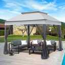 11x11 Outdoor Pop up Gazebo Tent with Mesh Walls for Patio, Lawn, Backyard and Deck, Gray