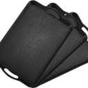 Plastic Serving Tray with Handles, 3 Pack Serving Trays for Breakfast/Coffee, Serving Platter Set, Black, 16.5"x 11"