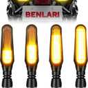 Benlari 4PCS Flowing LED Motorcycle Turn Signals 12V Super Bright Universal Sequential Front Rear Turn Signal Lights Waterproof IP67 Compatible with Harley Honda Yamaha Triumph (2 PACK)
