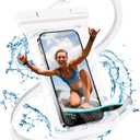 Waterproof Phone Pouch- 7.2 in Waterproof Phone Case for Beach Travel Must Haves, IPX8 Dry Bag for iPhone 15 14 Pro Max Galaxy S24 S23 Pixel 8, Water Park Cruise Essentials - White