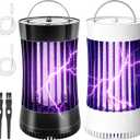 Phosooy 2 Packs Indoor Electric Bug Zapper with Fan, 2-in-1 Mosquitoes Killer with 1500V High Voltage, Small Fly Insects Lamp Trap Catching Moth Gnat Fruit Flies, White & Black, No Battery