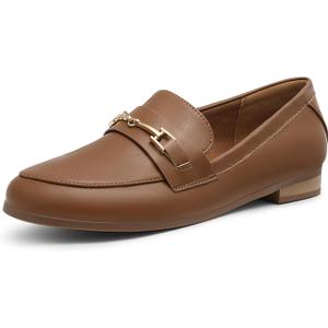 DREAM PAIRS Women's Loafers Penny Loafers Fashion Comfortable Flats Dressy Shoes, Size 8, Brown-Pu, SDLS2312W