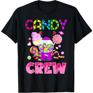Candy Land Candy Crew Decorations Sweetie Candy Squad T-Shirt (Small, Black)