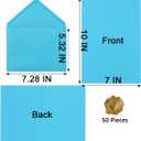 50 Pack A7 Colorful Envelopes with 5x7 Blank Heavy Colored Folded Cardstock and Gold Stickers for Greeting Cards, Wedding, Birthday Party, Baby Showers, Invitations (5x7)