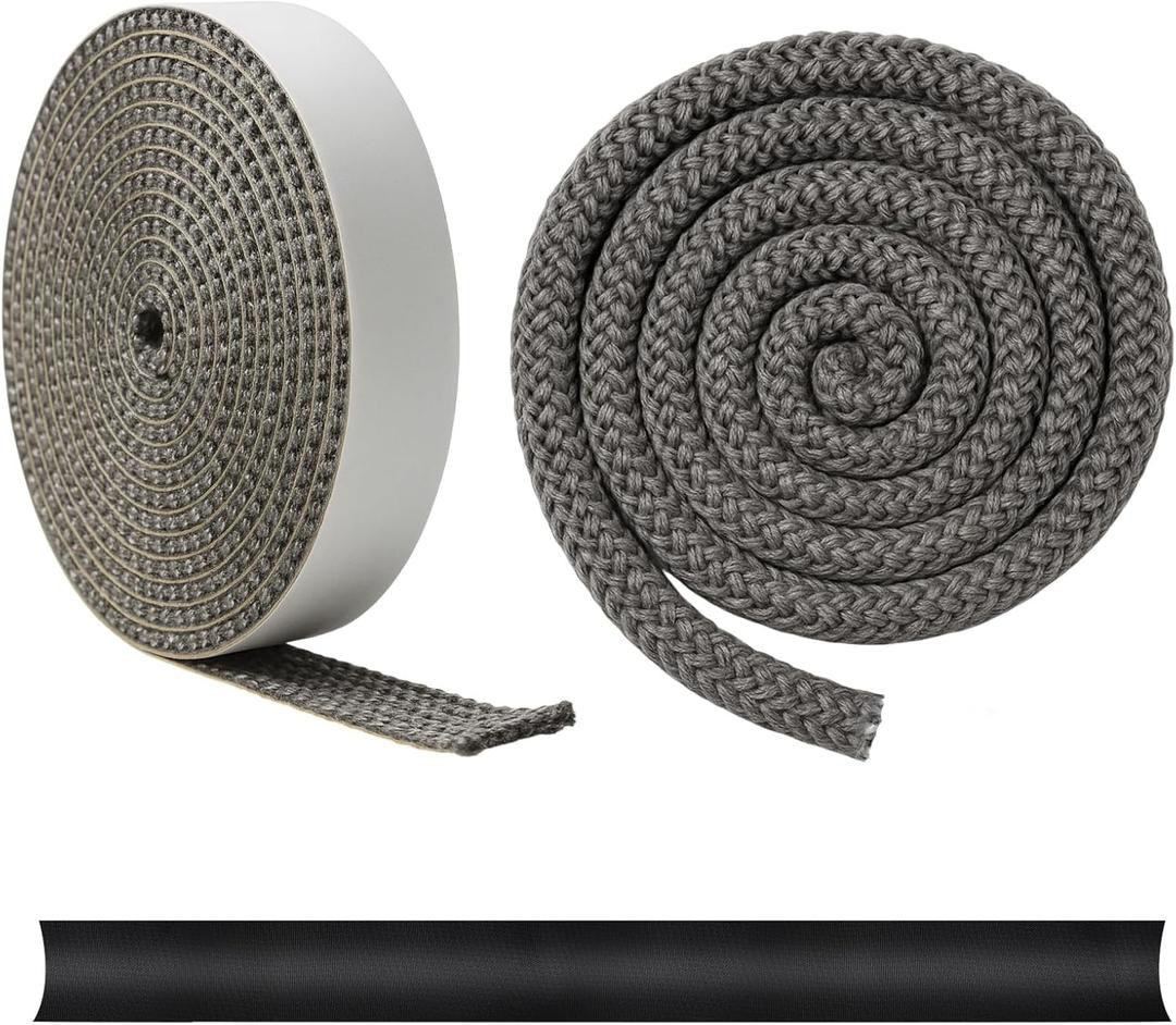 Ribbonlic 3Pcs Gasket Rope Replacement Kit 7/8" Wood Stove Door 5/8"x1/8" Length 78.7" Self Adhesive Flat Stove Door Window Glass Gasket and Acetate Cloth Tape High Temperature Resistant for Fireplace