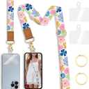 Yonlevres Floral Phone Lanyard Crossbody Strap, Flower Cell Phone Lanyards for around the Neck Cross Body, Wristlet Wrist Strap Adjustable for Women Keys Case Accessories Beach Travel Essentials