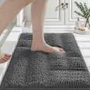 LUMI Luxury Chenille Bath Mats Ultra Absorbent, Plush Fluffy Bathroom Rug with Non-Slip Backing, Soft High Pile Bath Rug for Shower Floor, Tub, 16x24, Grey