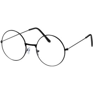 Spooktacular Creations Halloween Black Wizard Glasses, Old Men Round Wire Costume Glasses Accessory for Men Women Halloween Dress Up, Halloween Costume Prop (Black)