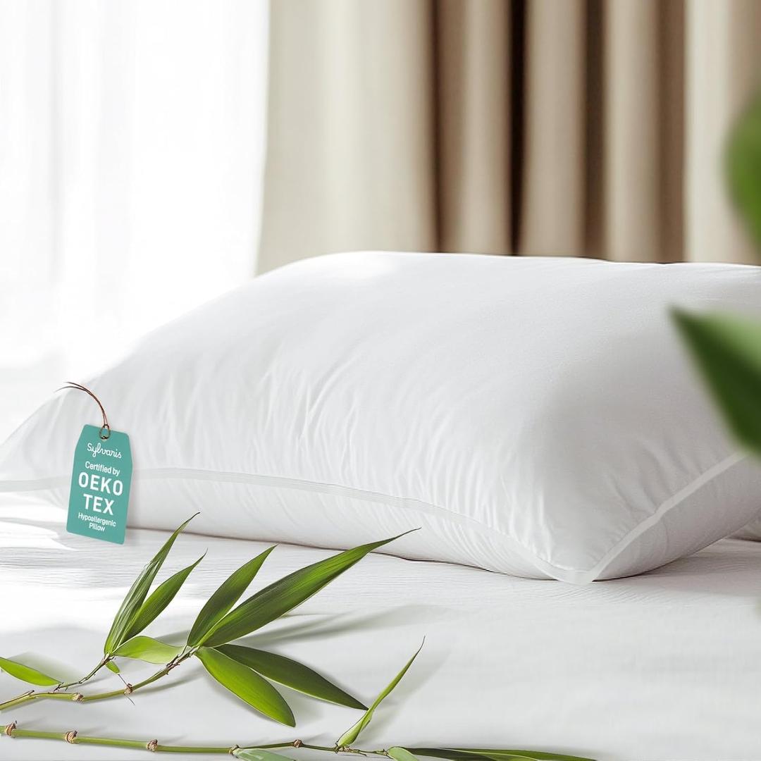Sylvaris Hypoallergenic Viscose from Bamboo Soft Pillow with Down Alternative Filling, King Pillow, Moisture-Wicking, Breathable, Luxury Hotel Quality, Ideal for All Sleeper, Oeko-Tex Certified