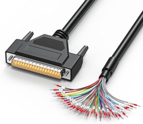 JUXINICE DB37 Male to Bare Wire with Cable Marker, 26AWG 6.6FT, D-SUB 37-Pin Connector to Single end Cable with Terminal,Multicore 37 Wire All Provided with Wiring Terminals-Black