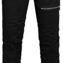 uxcell Men's Casual Slim Fit Punk Gothic Pockets Patch Buckle Zipper Pants Trousers (34, Black)