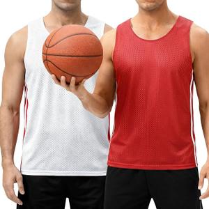 Men's Reversible Basketball Jersey Mesh Athletic Tank Top, Breathable Sports Uniform for Practice Training Game, M