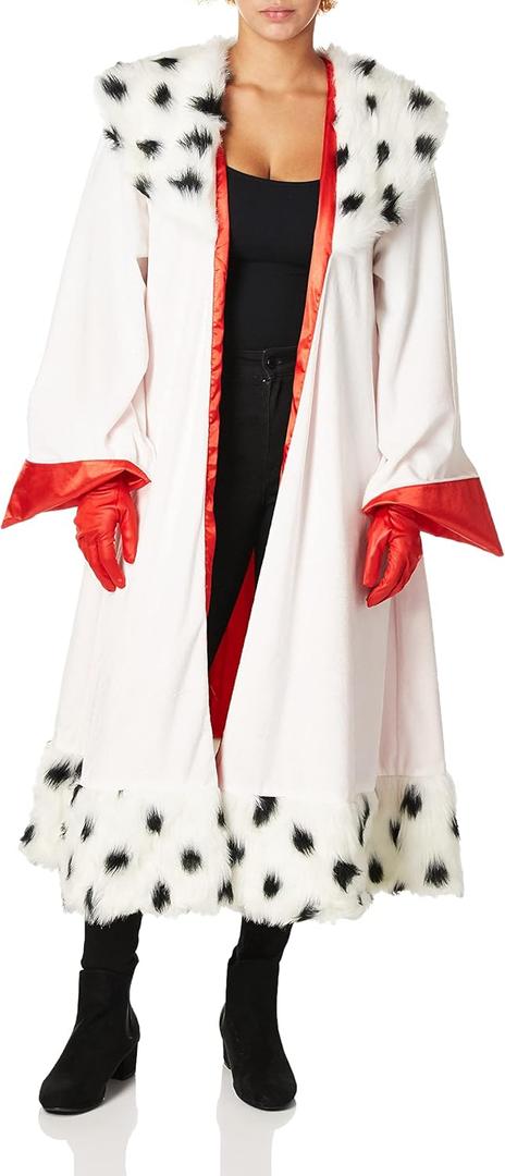 Cruella De Vil Coat Costume Accessory with Gloves, Official Disney Cruella Coat and Gloves Set (M (8-10))