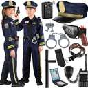 GIFTINBOX 12PCS Police Costume for Kids, Kids Police Officer Costume for Boys Girls with Accessories, Halloween Costumes for Boys and Girls, S