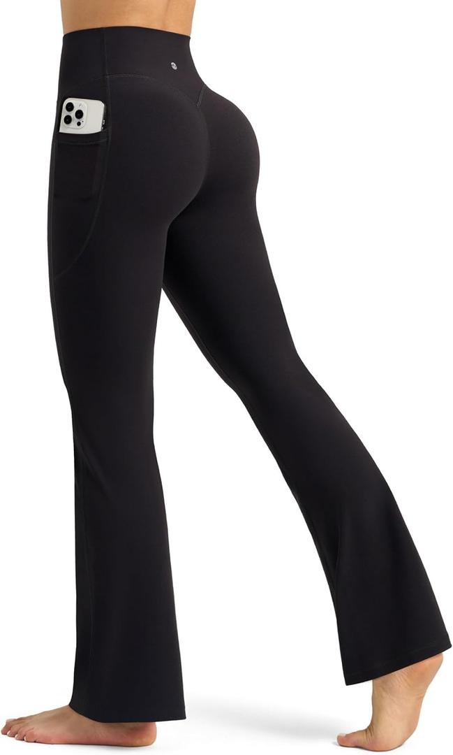 Willit Butterflux Yoga Pants Women Flare Workout Leggings with Pockets for Women High Waisted Flare Yoga Leggings 29" 31" 33" (Black)