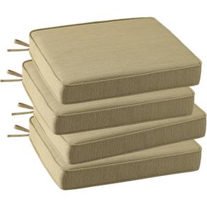 Outdoor Square Corner Seat Cushion, 19"x19"x3", Set of 4, Non Slip Seat Cushion Pads with Removable Cover for Patio Furniture, Garden Yard Lawn, Warm Taupe