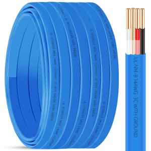 100ft NM-B 14/3 Wire with Ground,14/3 Electrical Wire 14 Gauge 3 Conductor W/G NM-B Cable,Copper 14 AWG with Ground Nonmetallic Sheathed Solid Indoor Residential Electrical Wiring for Circuit,Switch