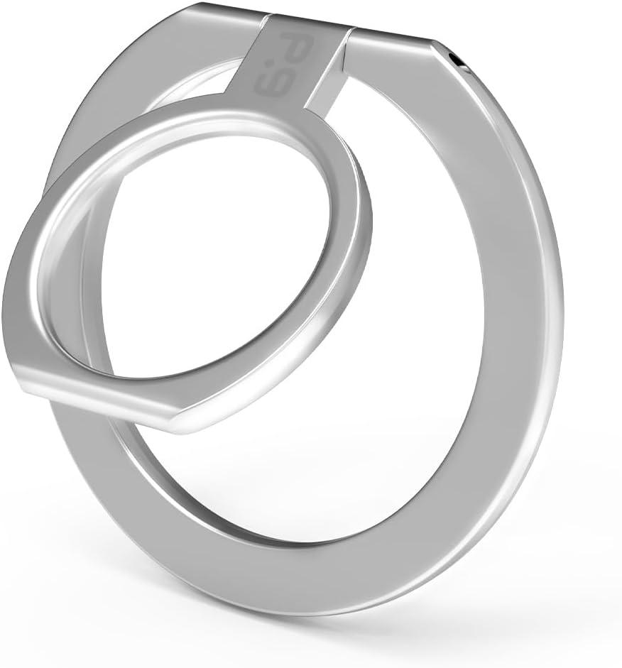 PureGear Magnetic Phone Grip Ring Stand, Magnetic Phone Ring Holder for MagSafe iPhone Air, 17, 17Pro, 17ProMax, 16, 16Pro, 16Plus, 16ProMax, 15, 15Plus,14,13,12, Adjustable Kickstand (Brushed Silver)