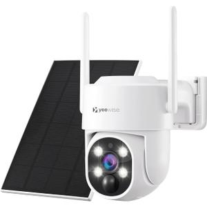Solar Security Camera Wireless Outdoor, 2.5K 4MP Wire-Free Home Security Camera, Solar/Battery Powered, Forever Power, Pan/Tilt WiFi Camera with PIR Sensor, 360 View, Spotlight Camera