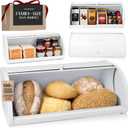 FINESSY Large Bread Box White for Pantry, Bread Box for Kitchen Countertop Stainless Steel, Breadbox Keeper for Fresh Homemade Muffin Sourdough Bagel Sandwich, Large Food Storage Containers with Lids