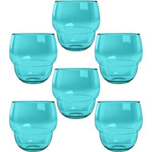 Abode Homewares Stacking Bubble 14 oz Durable Acrylic Tumbler Drinking Glasses, Shatter-Resistant and Dishwasher-Safe Indoor/Outdoor Drinkware for Water, Iced Tea, Juice, Cocktails - Teal - Set of 6