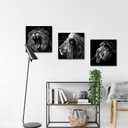 KREATIVE ARTS - 3 Panels Lion King Black and White Canvas Prints Wall Art Modern Painting Wall Pictures for Living Room Office Decoration Ready to Hang (20x20inchx3pcs/set)