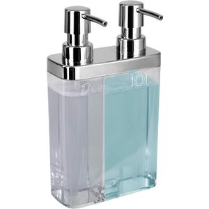Kitchen Details Dual Pump Soap & Lotion Dispenser | Bathroom and Kitchen Sink | Countertop | Compact Design | Clear