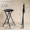 Lavish Home Folding Stool - Backless 24-Inch Stool with 225lb Capacity for Kitchen or Rec Room - Portable Indoor Counter Bar Stools (Black)