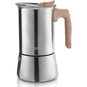 Sivaphe Stainless Steel Stovetop Espresso Coffee Maker, 6cups Espresso pot, 300ml Moka Campaing Coffee Pot, Induction Italian Mocha Pot with Step-by-step Instructions(1 Cup=50ml)