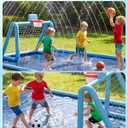 Splash Pad for Kids, 3-in-1 Sprinkler Splash Pad with Soccer Goal & Basketball Hoop, 118"x137" Extra Large Non-Slip Water Play Mat, Outdoor Water Toys for Kids, Backyard Summer Fun