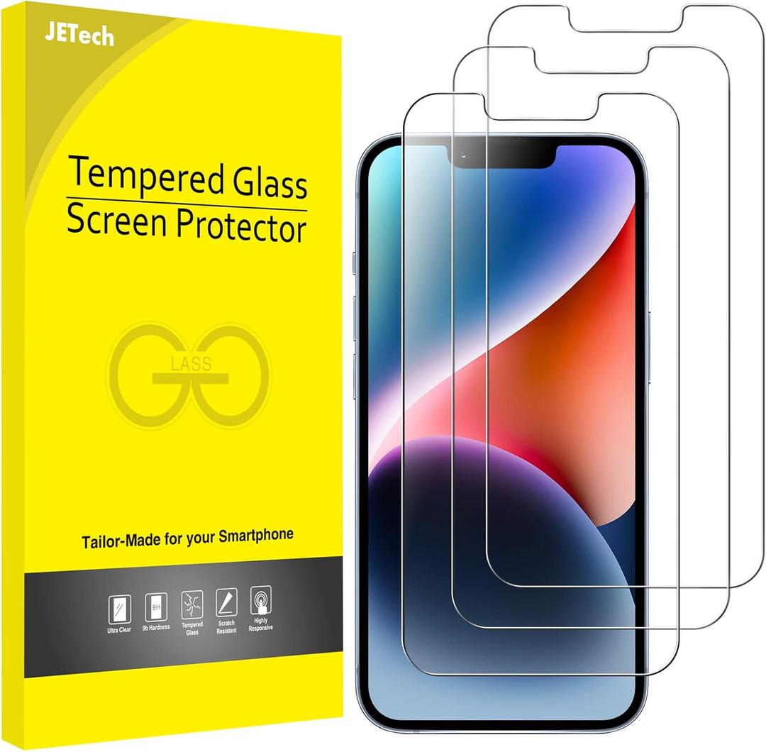JETech Screen Protector for iPhone 14 Plus 6.7-Inch, Tempered Glass Film, 3-Pack