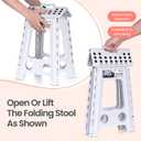 Delxo Folding Step Stool 17.5 Inch White Step Stools for Kids Foldable,Portable Collapsible Step Stool with Handle, Folding Stool for Kitchen Bathroom,Bedroom,Garden